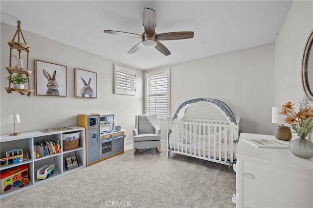 22011 Iron Horse Pl, Saugus, CA 91390 - bedroom featuring a nursery area, carpet, and a ceiling fan