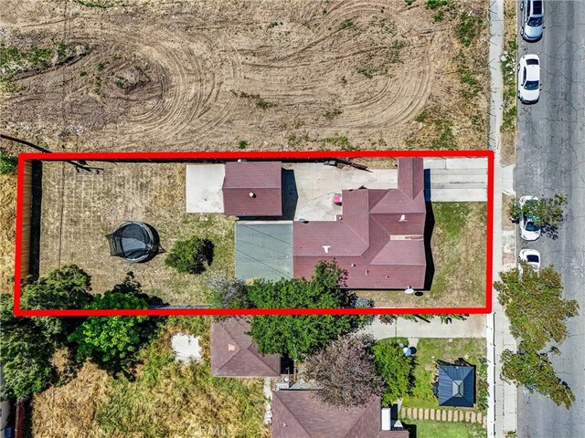 2513 Genevieve St, San Bernardino, CA 92405 - aerial view of property and surrounding area featuring property parcel outlined