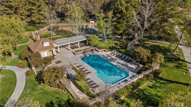 27903 Crown Court Cir Unit 92, Valencia, CA 91354 - aerial view of property and surrounding area with a pool area