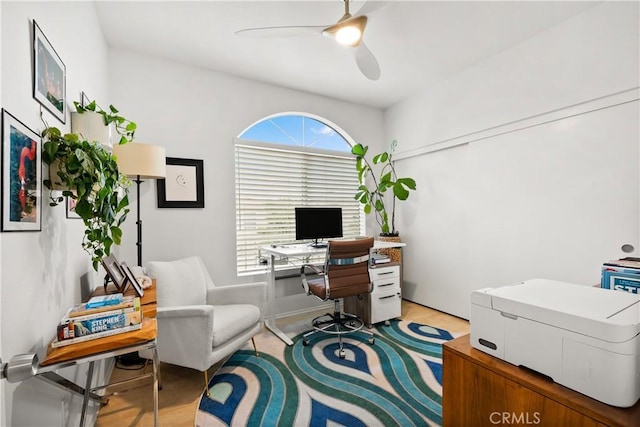 27903 Crown Court Cir Unit 92, Valencia, CA 91354 - home office with a ceiling fan and light wood finished floors