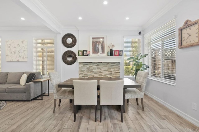 11372 Via Rancho San Diego Unit B, El Cajon, CA 92019 - dining room with wood finished floors, ornamental molding, baseboards, and recessed lighting