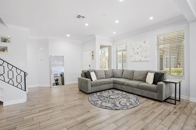 11372 Via Rancho San Diego Unit B, El Cajon, CA 92019 - living area featuring light wood-style floors, healthy amount of natural light, baseboards, recessed lighting, and stairs