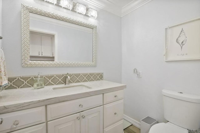 11372 Via Rancho San Diego Unit B, El Cajon, CA 92019 - bathroom featuring crown molding, toilet, and vanity