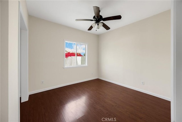 216 E El Segundo Blvd, Los Angeles, CA 90061 - empty room with dark wood-type flooring, baseboards, and a ceiling fan