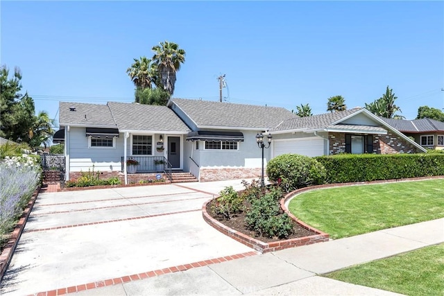 1113 Hollydale Dr, Fullerton, CA 92831 - ranch-style house featuring driveway, an attached garage, a porch, and roof with shingles