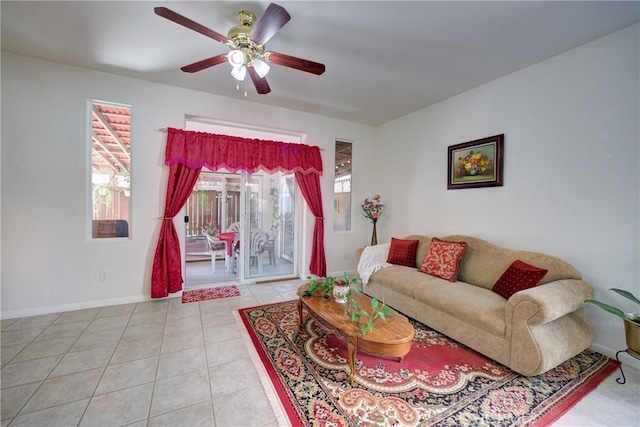 932 Provance Ave, Santa Maria, CA 93458 - living area featuring ceiling fan, tile patterned floors, and baseboards