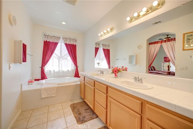 932 Provance Ave, Santa Maria, CA 93458 - full bathroom featuring tile patterned floors, double vanity, and a garden tub