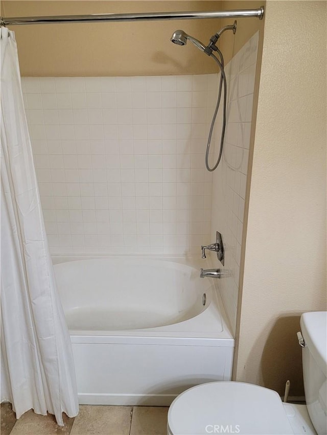 22681 Oakgrove Unit 536, Aliso Viejo, CA 92656 - bathroom featuring toilet, shower / bathtub combination with curtain, and tile patterned flooring