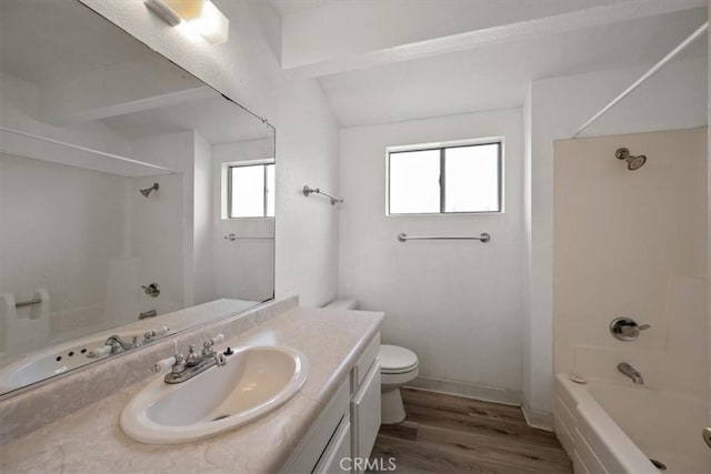 1213 W Cypress Ave Unit D, Lompoc, CA 93436 - full bath with shower / bath combination, wood finished floors, vanity, toilet, and baseboards