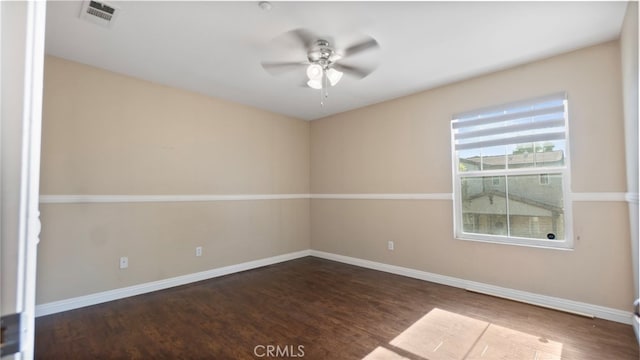77 Crocus St, Redlands, CA 92373 - empty room featuring a ceiling fan, wood finished floors, and baseboards