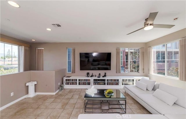 713 S Azusa Ave Unit A, Azusa, CA 91702 - tiled living room featuring recessed lighting and a ceiling fan