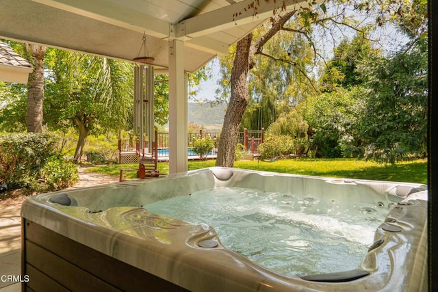 12841 Tree Ranch Rd, Ojai, CA 93023 - view of patio / terrace with a hot tub