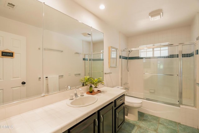 12841 Tree Ranch Rd, Ojai, CA 93023 - bathroom featuring toilet, combined bath / shower with glass door, and vanity