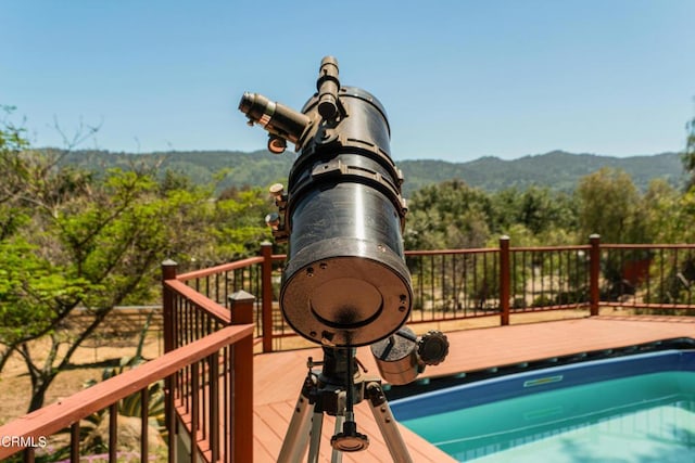 12841 Tree Ranch Rd, Ojai, CA 93023 - outdoor pool featuring a deck with mountain view and a view of trees