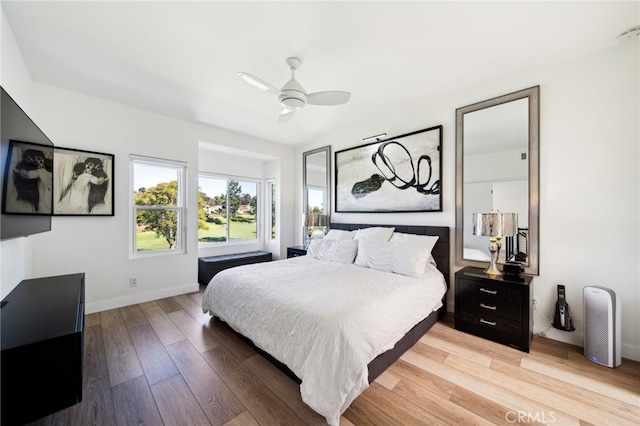 528 San Andres Dr, Solana Beach, CA 92075 - bedroom featuring light wood-type flooring, ceiling fan, and baseboards