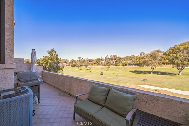 528 San Andres Dr, Solana Beach, CA 92075 - view of patio featuring a balcony, cooling unit, and golf course view