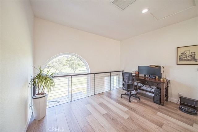 528 San Andres Dr, Solana Beach, CA 92075 - office space with wood finished floors, baseboards, and recessed lighting