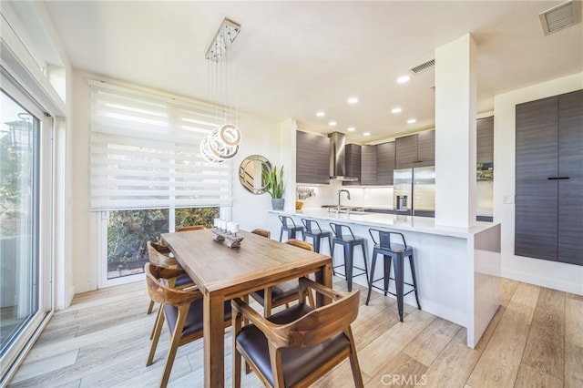 528 San Andres Dr, Solana Beach, CA 92075 - dining room with light wood-style floors, recessed lighting, a chandelier, and baseboards