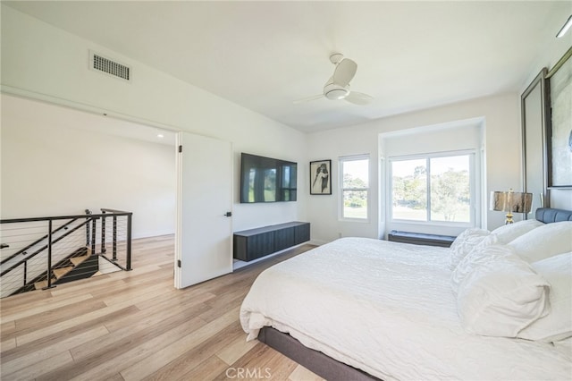 528 San Andres Dr, Solana Beach, CA 92075 - bedroom featuring light wood-style floors and ceiling fan
