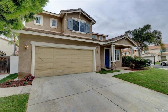 29567 Castlewood Dr, Menifee, CA 92584 - view of front of house featuring stucco siding, a garage, and concrete driveway