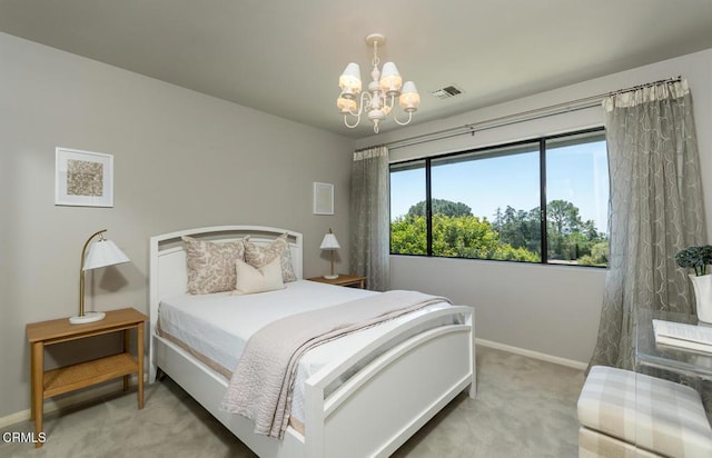 2320 Mountain Ave, La Crescenta, CA 91214 - bedroom with carpet floors, a chandelier, and baseboards