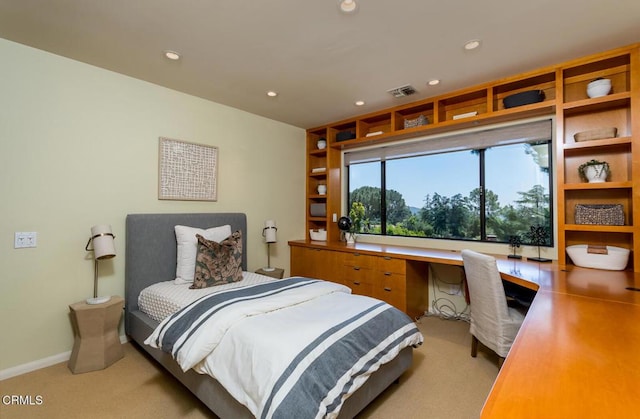 2320 Mountain Ave, La Crescenta, CA 91214 - bedroom featuring light carpet, a desk, recessed lighting, and baseboards