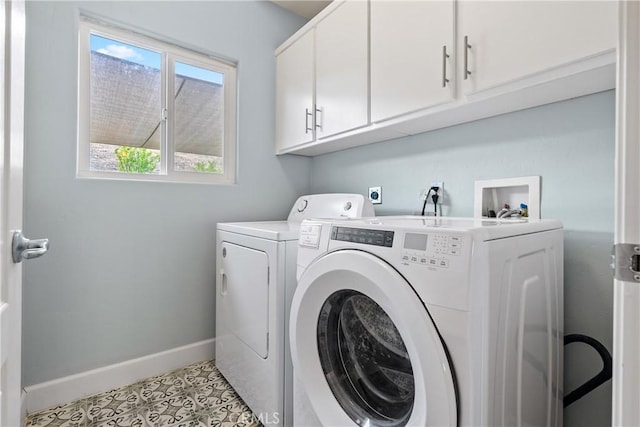 2750 Lazy Hill Rd, San Miguel, CA 93451 - laundry area featuring cabinet space, separate washer and dryer, and baseboards