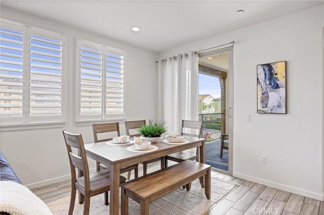 405 Mallorca Ln, Brea, CA 92823 - dining area featuring light wood-style flooring, baseboards, and recessed lighting
