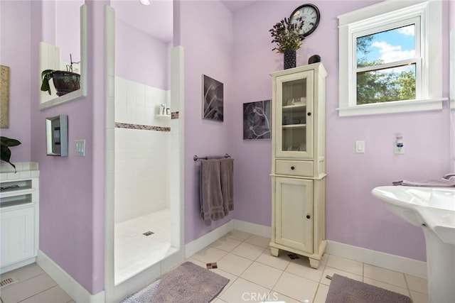 5 Sycamore Valley Rd, Chico, CA 95973 - full bathroom featuring a tile shower, baseboards, and tile patterned flooring