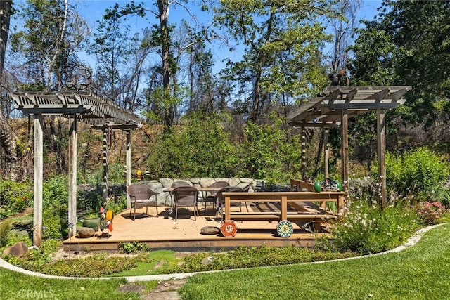 5 Sycamore Valley Rd, Chico, CA 95973 - view of yard with a pergola and a wooden deck