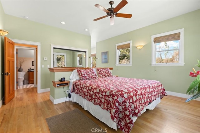 5 Sycamore Valley Rd, Chico, CA 95973 - bedroom featuring light wood finished floors, baseboards, recessed lighting, and ceiling fan