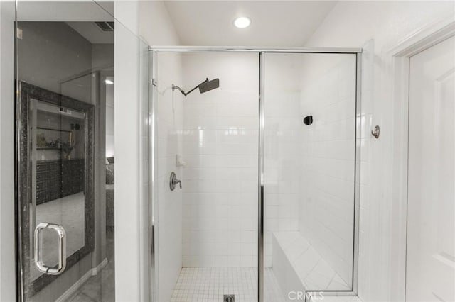 2974 E Walking Beam Pl, Brea, CA 92821 - full bathroom with a shower stall and recessed lighting
