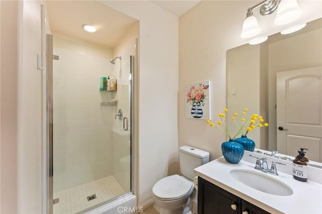 2974 E Walking Beam Pl, Brea, CA 92821 - bathroom featuring a shower stall, toilet, and vanity