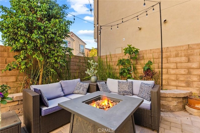 2974 E Walking Beam Pl, Brea, CA 92821 - fenced backyard featuring an outdoor living space with a fire pit and a patio