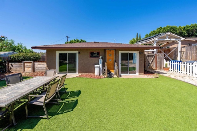 3117 Cherimoya St, Jamul, CA 91935 - rear view of house featuring stucco siding and outdoor dining area