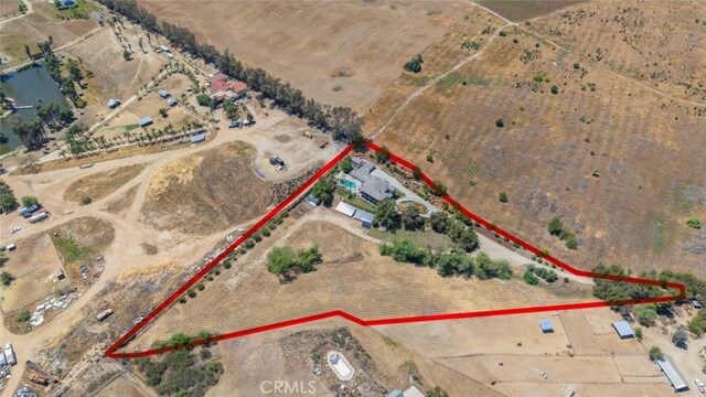 38855 Bella Vista Rd, Temecula, CA 92592 - aerial overview of property's location with property parcel outlined and rural landscape