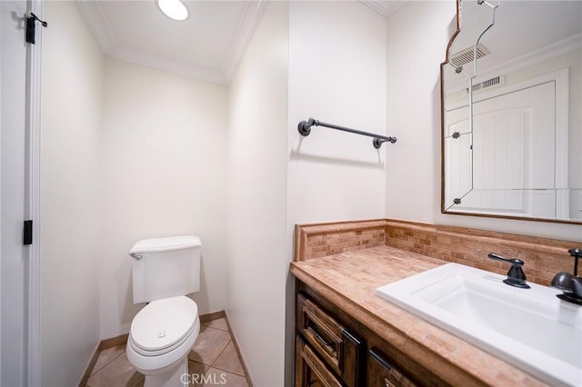 18337 Chatham Ln, Porter Ranch, CA 91326 - half bath with ornamental molding, vanity, and tile patterned flooring