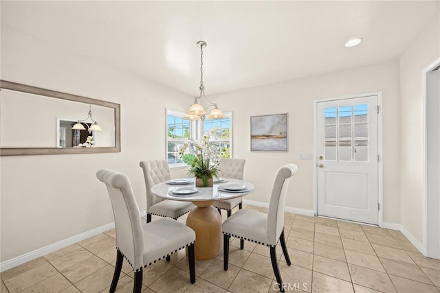 468 Gerona Ave, San Gabriel, CA 91775 - dining area featuring light tile patterned flooring, baseboards, and a chandelier