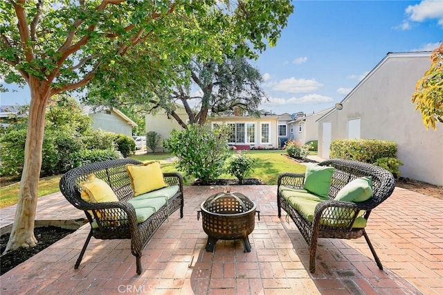 468 Gerona Ave, San Gabriel, CA 91775 - view of patio featuring an outdoor living space with a fire pit
