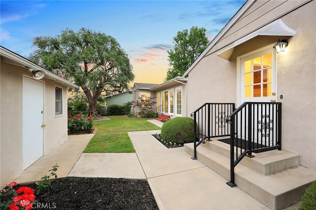 468 Gerona Ave, San Gabriel, CA 91775 - yard at dusk with a yard and french doors