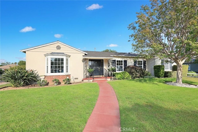 468 Gerona Ave, San Gabriel, CA 91775 - ranch-style house featuring a front lawn, brick siding, and stucco siding
