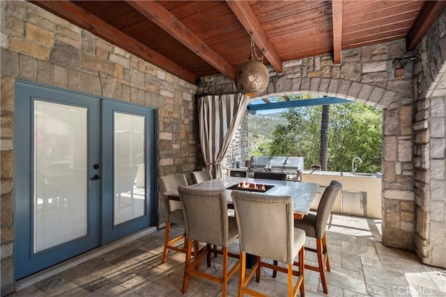 1961 Forester Creek Rd, El Cajon, CA 92021 - view of patio featuring french doors, outdoor dining area, and a sink