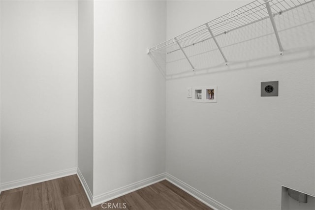 30773 Vera Cruz Cir, Winchester, CA 92596 - washroom with hookup for a washing machine, dark wood-style floors, and electric dryer hookup