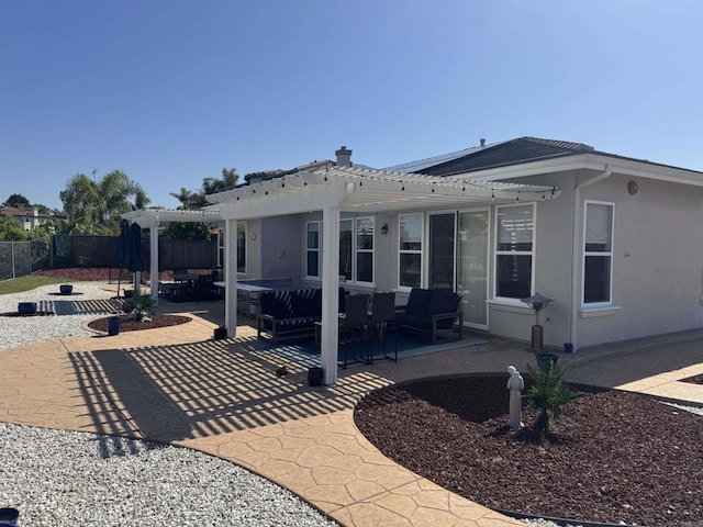 508 Hidden Ridge Ct, Encinitas, CA 92024 - rear view of house with a pergola, a patio area, and outdoor lounge area