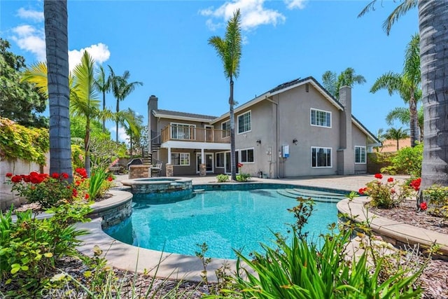 21772 Windsong Cir, Huntington Beach, CA 92646 - view of swimming pool featuring a patio, a pool with connected hot tub, and stairs