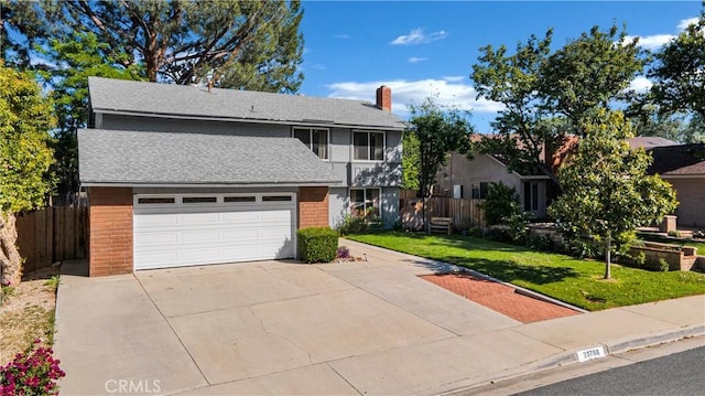 23706 Mill Valley Rd, Valencia, CA 91355 - traditional-style house with brick siding, concrete driveway, and a shingled roof