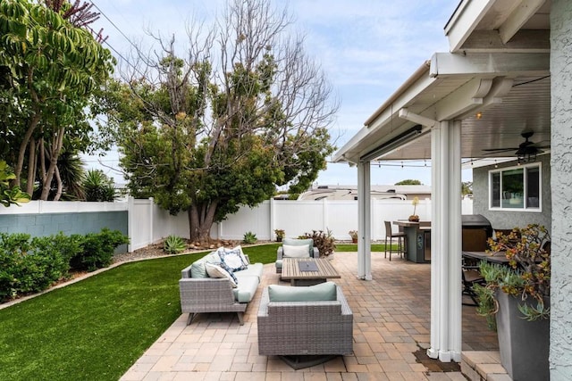 3696 Ben St, San Diego, CA 92111 - view of patio with outdoor lounge area and a ceiling fan