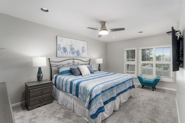 3696 Ben St, San Diego, CA 92111 - bedroom featuring baseboards, carpet flooring, ceiling fan, and recessed lighting