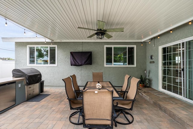 3696 Ben St, San Diego, CA 92111 - view of patio / terrace featuring outdoor dining area and a ceiling fan
