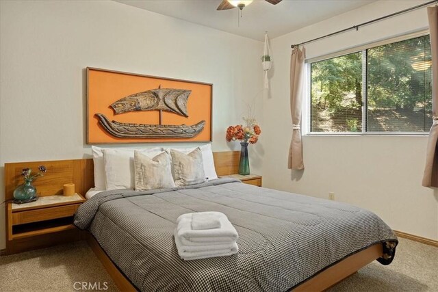 267 Pioneer Rd, Lake Arrowhead, CA 92317 - bedroom featuring carpet floors, baseboards, and a ceiling fan